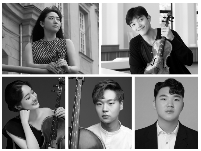 '루르 퀸텟(Ruhr Quintet)' 멤버 사진. (윗줄 왼쪽부터) Violin 김소정, Violin 김정윤 (아래 왼쪽부터) Viola 이유나, Cello 이지훈, Piano 강예찬. (사진제공=루르 퀸텟)