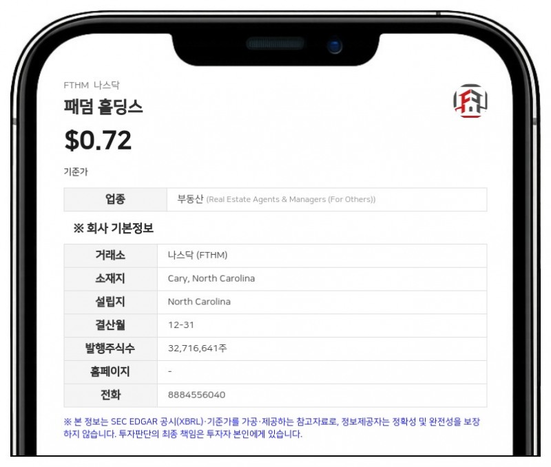 패덤 홀딩스, 나스닥서 상장폐지 경고 받아…"최소 입찰가 미달"