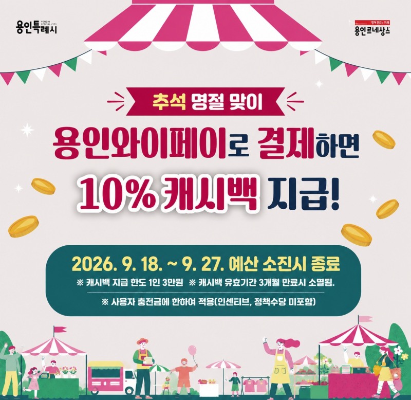'추석 명절 특별 캐시백 사업' 홍보물. /용인시