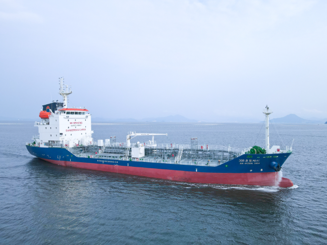 SK오션플랜트가 2020년 인도한 3990DWT급 SUS 석유화학제품 운반선(SUS Chemical Tanker) 사진= SK오션플랜트