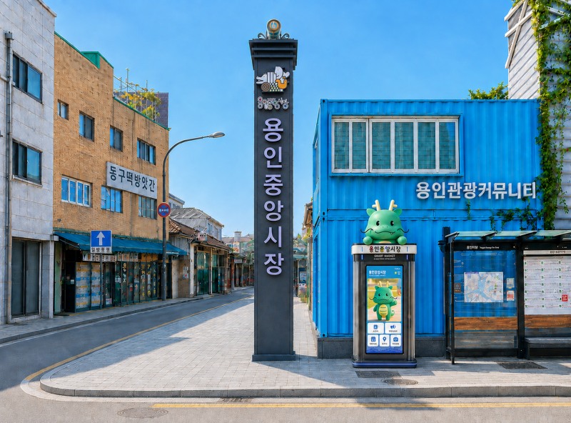 용인중앙시장 주요 거점에 마련한 디지털 광고판 모습. /용인시