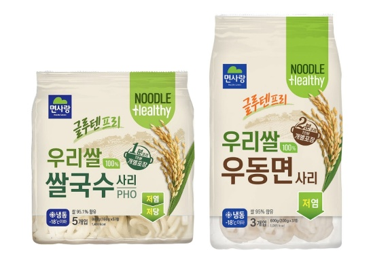 ‘우리쌀100% 쌀국수사리’,’우리쌀100% 우동면사리’ 제품 이미지 (사진제공=면사랑)