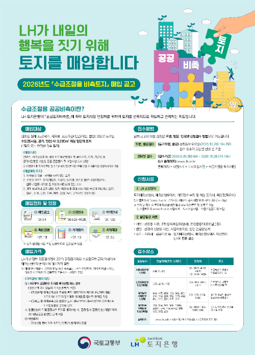 국토교통부·LH 토지매입공고포스터/국토교통부