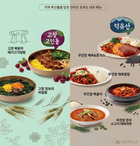 사조푸디스트가 지역 특산물 활용한 고속도로 휴게소 신메뉴를 출시했다./사조푸디스트