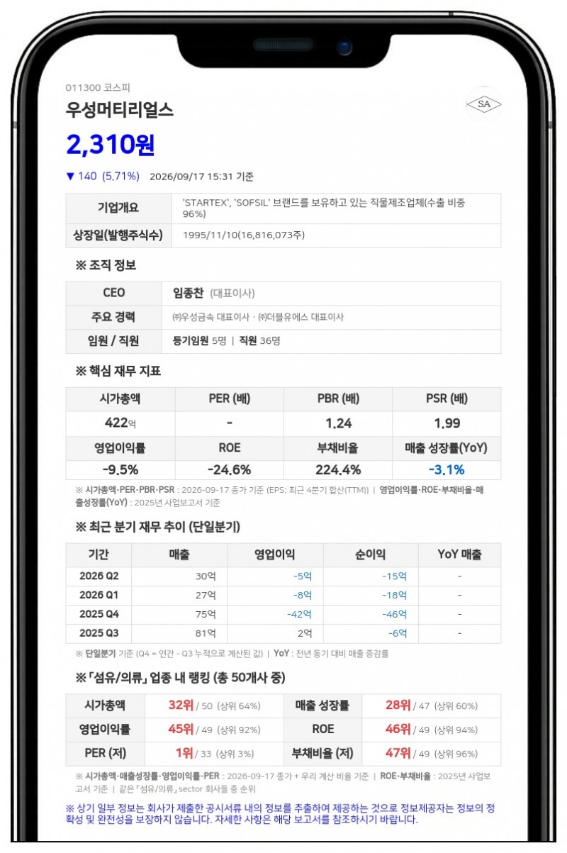 우성머티리얼스, 26억원 규모 제8회차 자기전환사채 만기 전 취득 결정