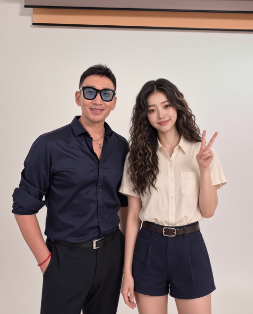 가수 김승진 뮤비 촬영장에서 함께 사진을 찍는 채아(ChaeA) (사진제공=사운드리퍼블리카)