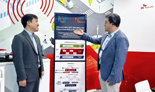 ECOC 2026의 SK브로드밴드 전시관 부스 모습. 사진=SK텔레콤