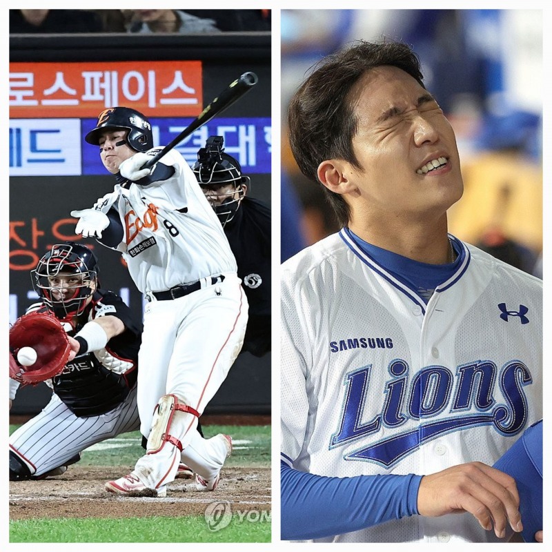 노시환(왼쪽)과 원태인
