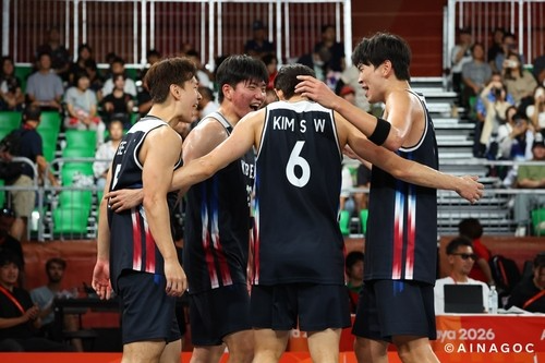22일 조별리그 경기 때 한국 3대3 남자 농구 대표팀 모습. / 사진=연합뉴스