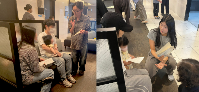 간호학과 학생들이 보호자 대상으로 소아 안전교육을 실시하고 있다. (사진제공=건양대)