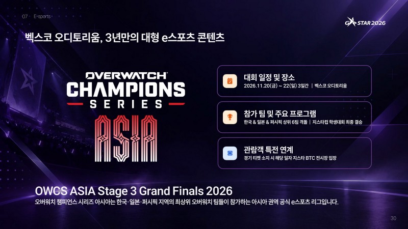 벡스코 오디토리움에 3년만에 대형 e스포츠 이벤트가 돌아온다(제공=지스타조직위원회).