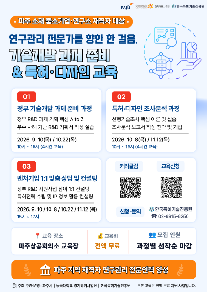 기술개발 과제 준비&특허·디자인 교육 홍보 포스터. (사진제공=동국대)