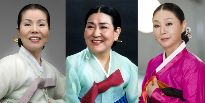 (왼쪽부터) 이춘희 명창, 안비취 명창, 김혜란 명창. (사진제공=국악방송)