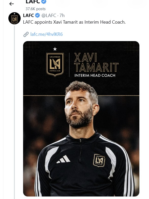 사비 타마리트 임시 감독 선임을 발표한 LAFC. / 사진=연합뉴스