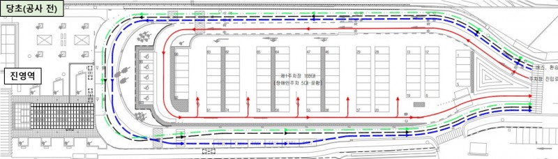 공사 전후 이동 동선 평면도./국가철도공단 영남본부