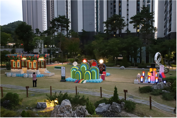 천안 푸르지오 레이크사이드에 설치된 푸르지오 팝업가든 전경/대우건설