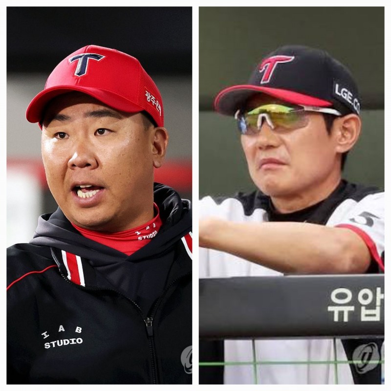 이범호 KIA 감독(왼쪽)과 염경엽 LG 감독