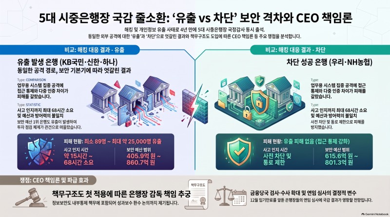 해킹 사고에 5대 은행장 국감 증인 줄소환