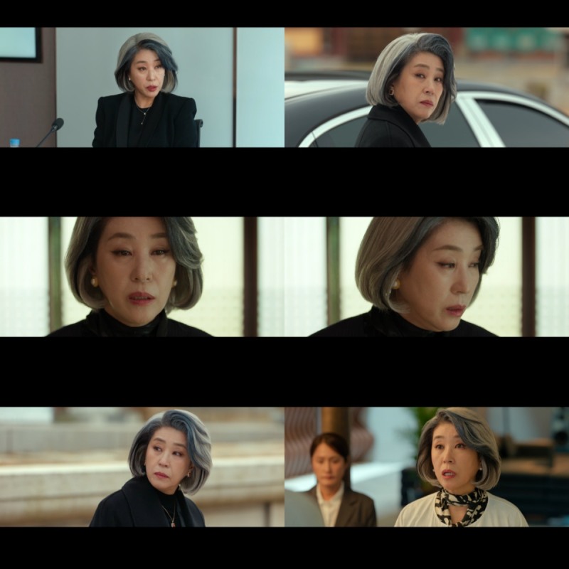 ‘나를 충전해줘’ 김미경, ‘백발 스타일링+냉철한 눈빛’ 재벌가 회장의 카리스마 완성