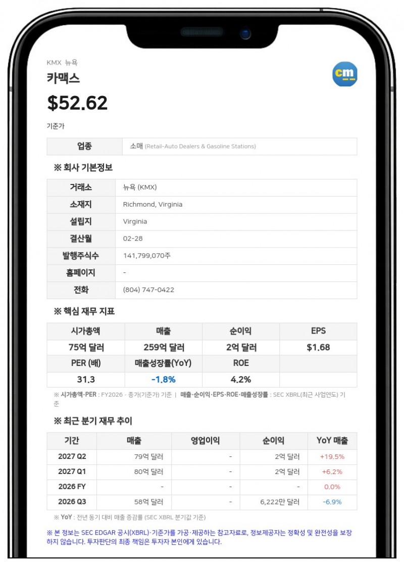 카맥스, 신임 최고회계책임자에 대런 우델 선임