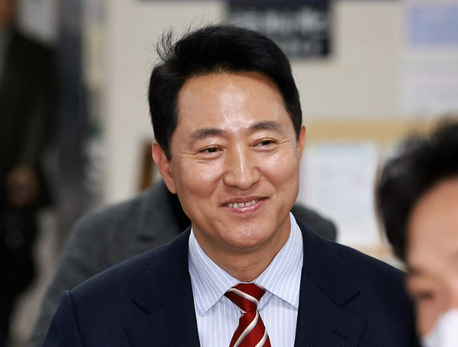 '여론조사비 대납' 의혹 항소심 선고 공판에 출석한 오세훈 서울시장. / 사진 = 연합뉴스