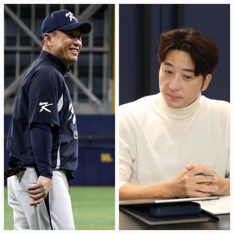 이동욱 신임 롯데 감독(왼쪽)과 이택근 신임 단장