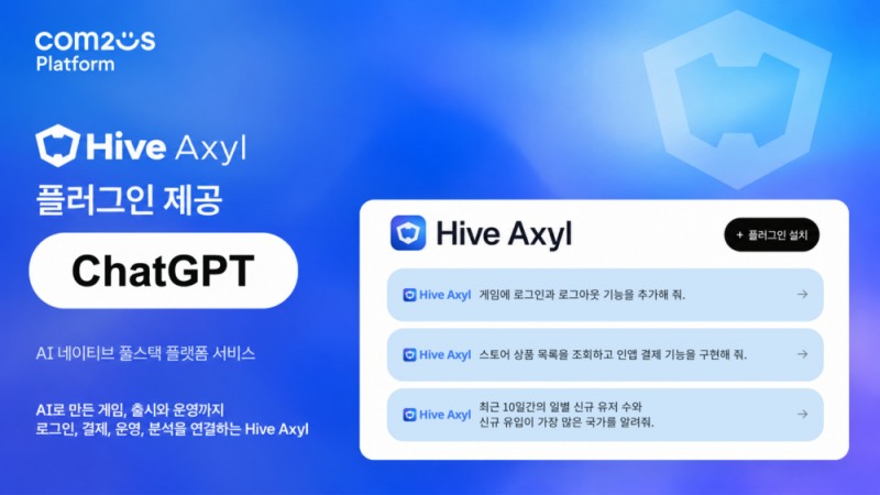 컴투스플랫폼 '하이브 액실', ChatGPT용 플러그인 제공