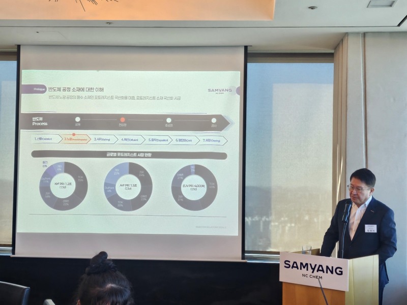 정회식 삼양엔씨켐 대표가 IPO에 앞서 언론 설명회를 진행하고 있다. (사진=IR큐더스)