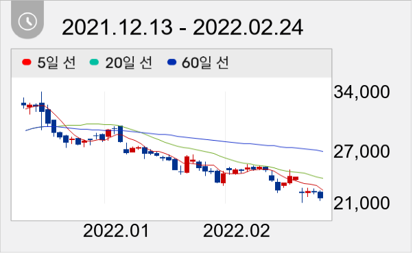 레이 일봉 주가차트
