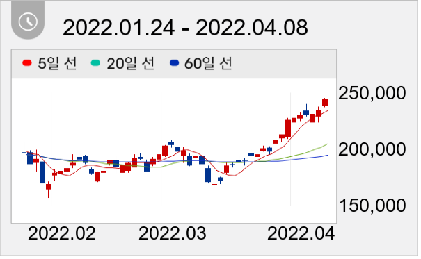 엘앤에프 일봉 주가차트