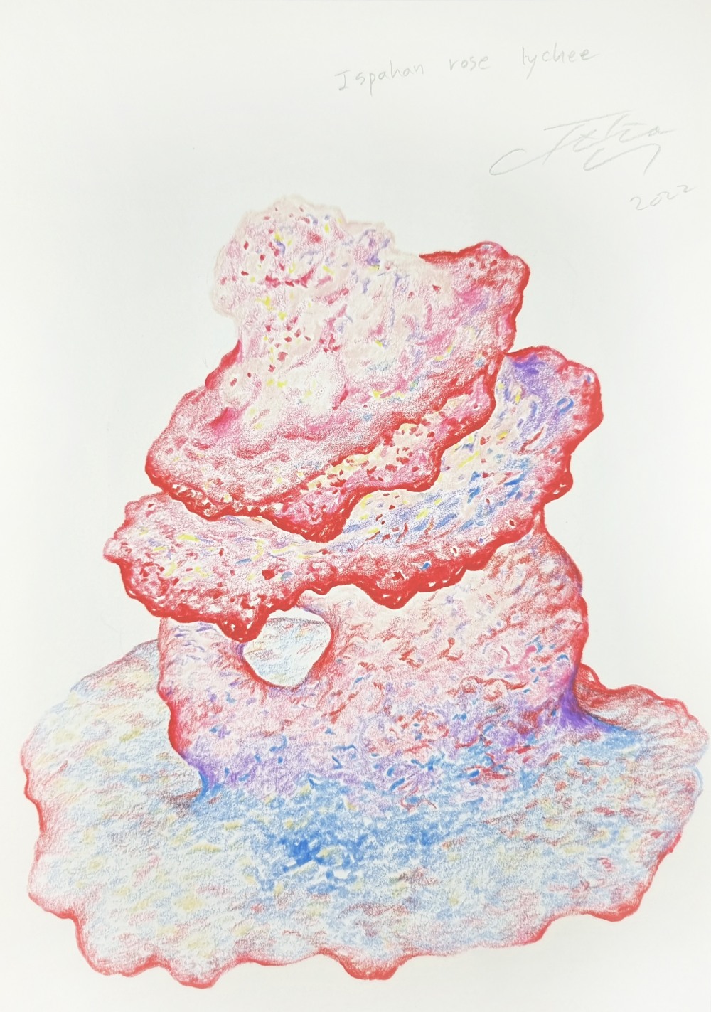 JUHEON CHO, 'Ispahan lychee rose', 2022, 21cm x 29.7cm, coloured pencil on paper / 사진=Courtesy of artist, 갤러리JH