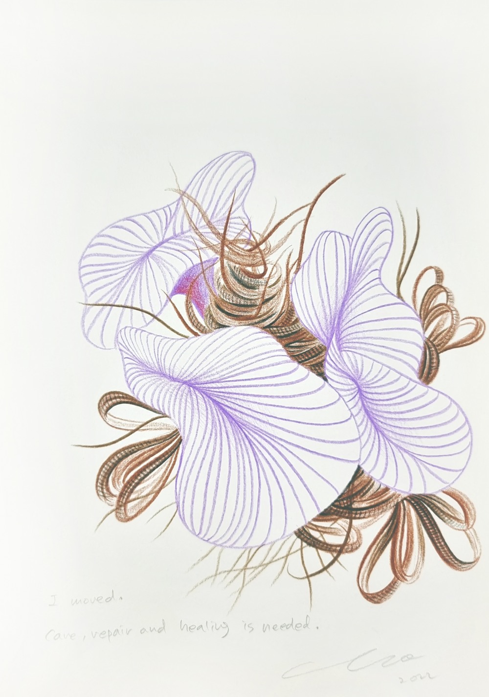 JUHEON CHO, 'Care, repair and heal (Hope series no.01)', 2022, 21cm x 29.7cm, coloured pencil on paper / 사진=Courtesy of artist, 갤러리JH