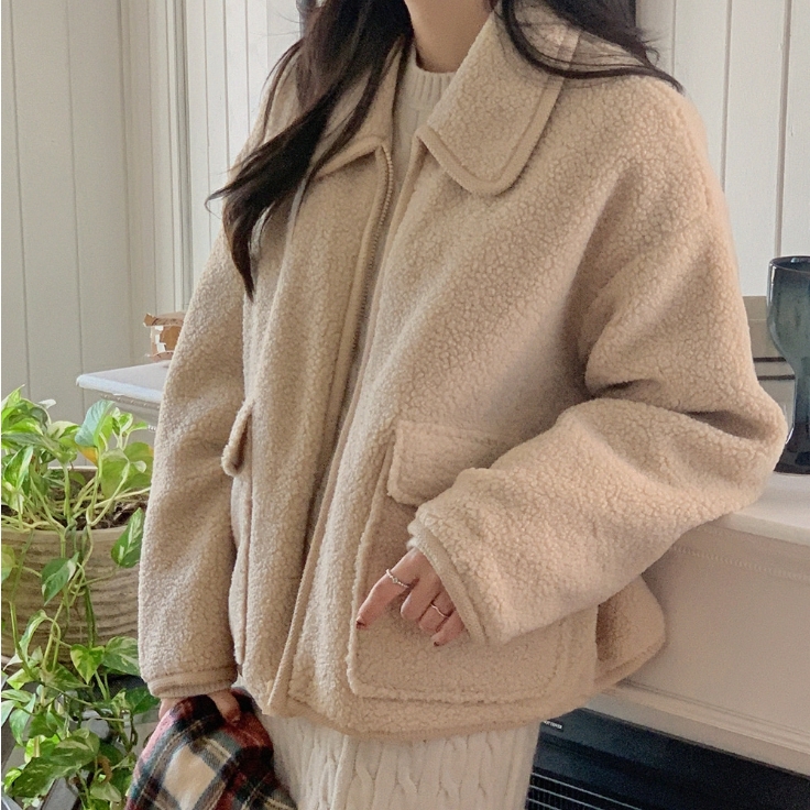 핫핑 모코모코 보아 미들 포켓 점퍼