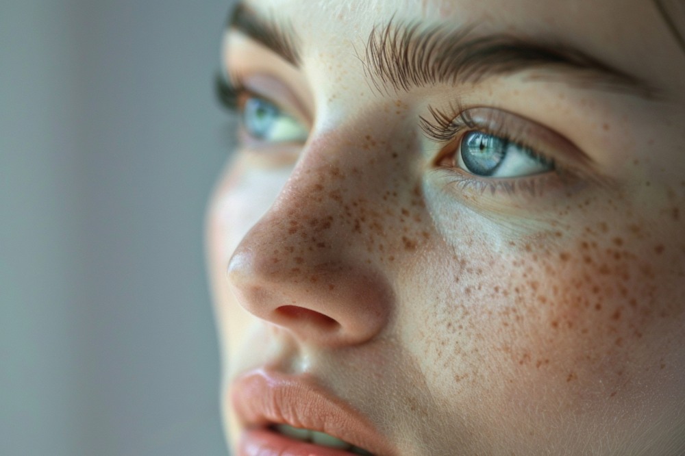 기미도 표피층에 생기는 경우가 있다. 기미와 주근깨를 제대로 구별하려면 얼굴에 아무것도 바르지 않은 채로 피부과에 방문하면 된다. / 이미지 생성 : 미드저니 (by rido)