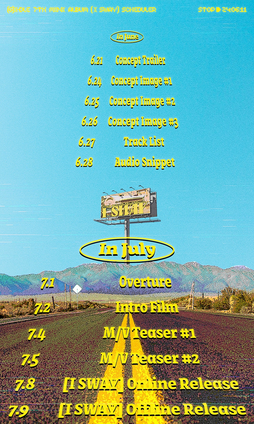 (여자)아이들, 미니 7집 스케줄러 이미지 공개…본격 컴백 카운트다운 돌입