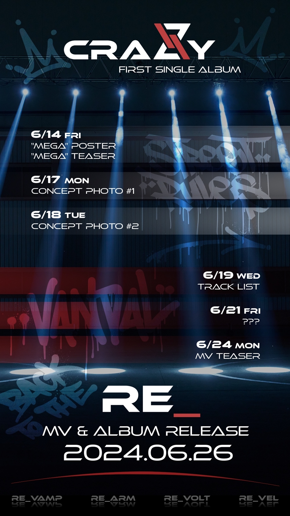 크랙시(CRAXY), 새 싱글 'RE_' 스케줄러 공개…압도적 스케일 예고