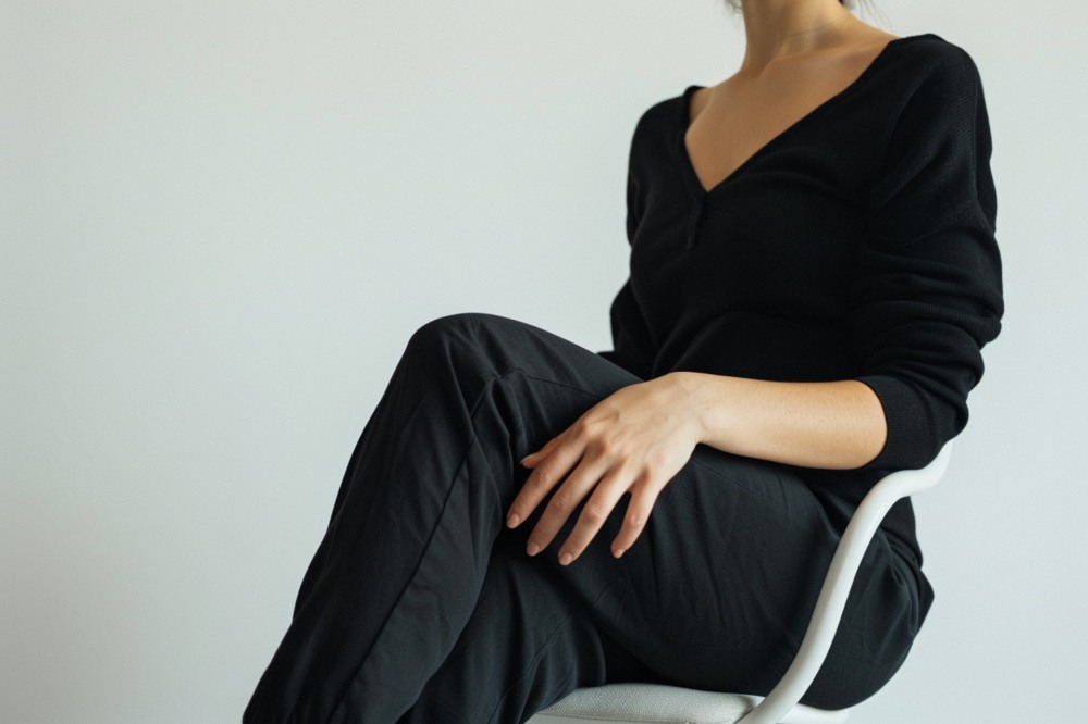 골반이 한쪽으로 심하게 틀어졌다면 다리 꼬는 방향도 한 쪽이 유독 편할 수 있다. / 이미지 생성 : 미드저니 (by rido)