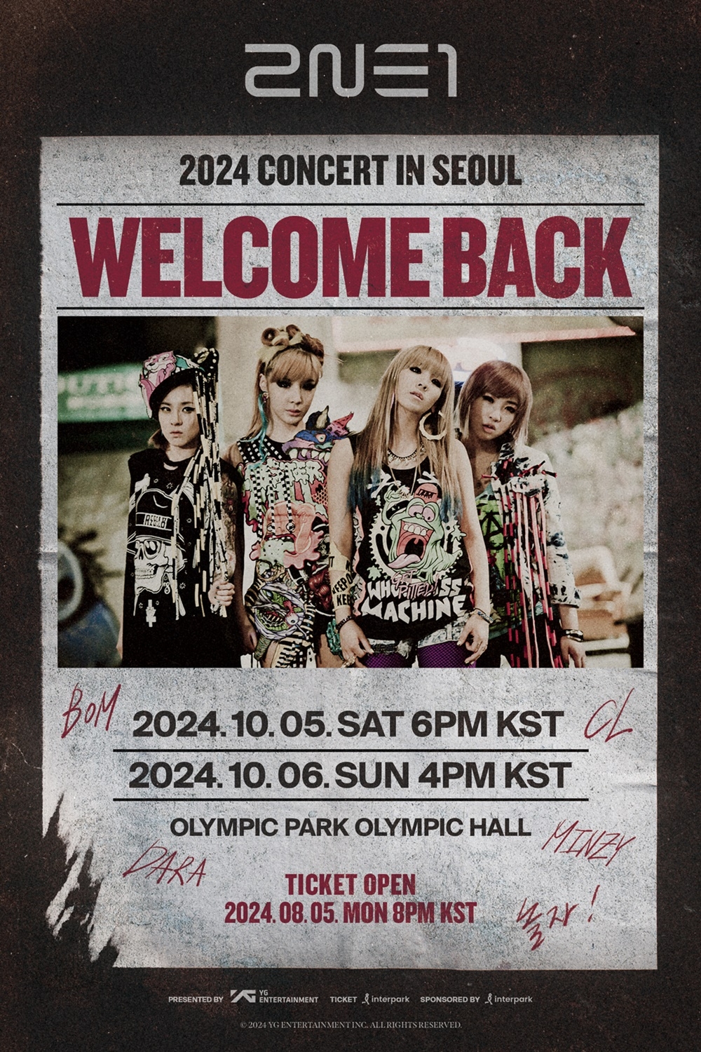 2NE1, 데뷔 15주년 기념 단독 콘서트 5일 일반 예매 시작…역대급 티켓팅 열기 예고