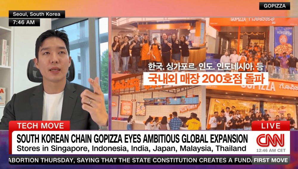 CNN 인터뷰를 진행중인 고피자 임재원 대표