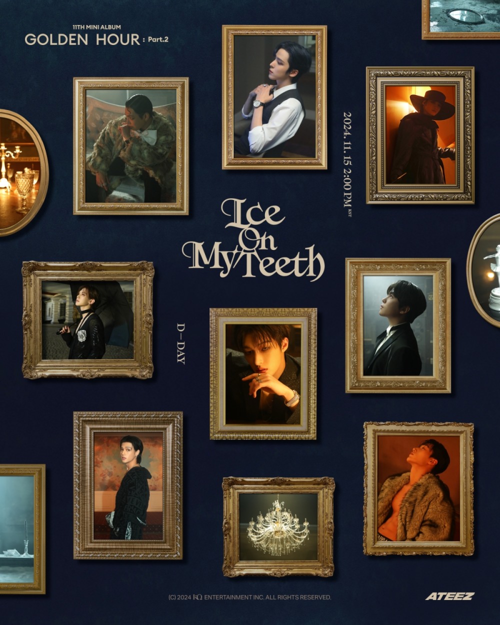 에이티즈, 미니 11집 발매 ‘D-DAY’ 포스터 공개…골드 프레임 액자 속 8인 8색 매력