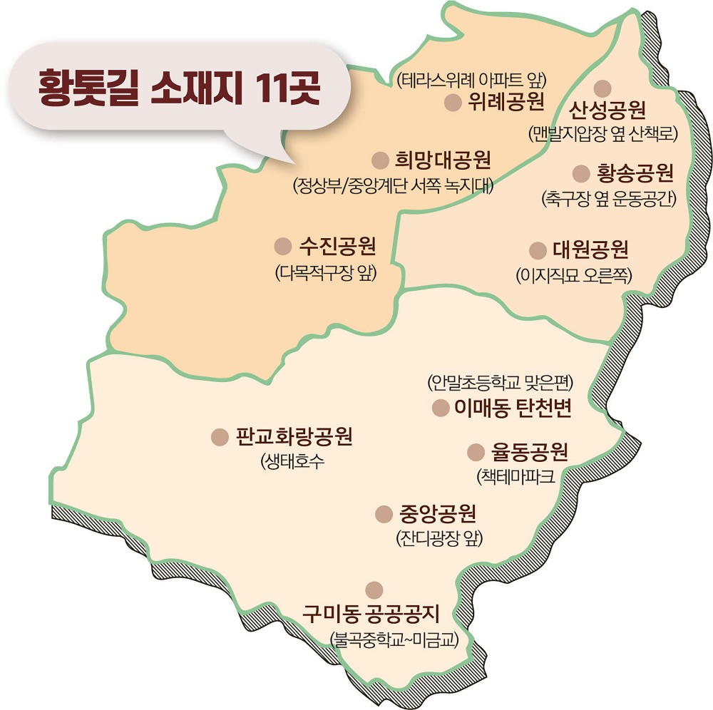 성남시 맨발 황톳길 11곳 지도
