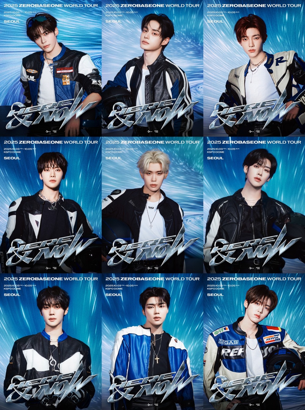 제로베이스원, 2025 월드투어 'HERE&NOW' 개인 포스터 공개…9인 9색 매력 집약