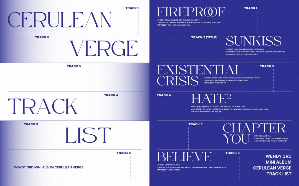 웬디, 미니 3집 '세룰리안 버지' 트랙 리스트 공개…타이틀곡은 '썬키스’