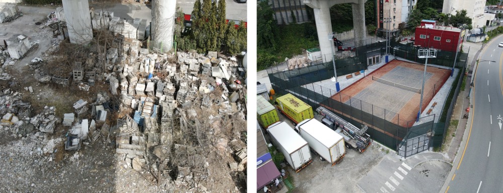 고가도로 하부를 시민편의시설로 조성한 모습