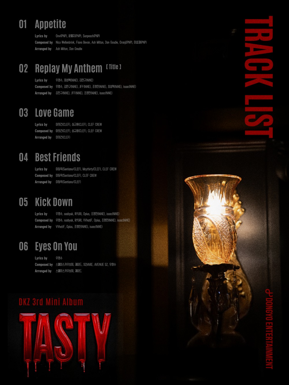 DKZ, 미니 3집 ‘TASTY’ 트랙리스트 공개…타이틀곡은 'Replay My Anthem'