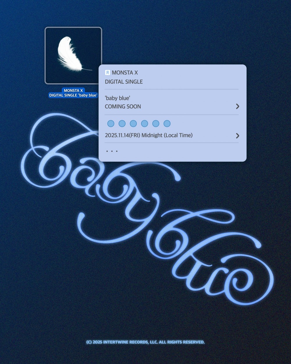 몬스타엑스, 14일 美 신곡 ‘베이비 블루’ 발매…커밍순 이미지 깜짝 공개