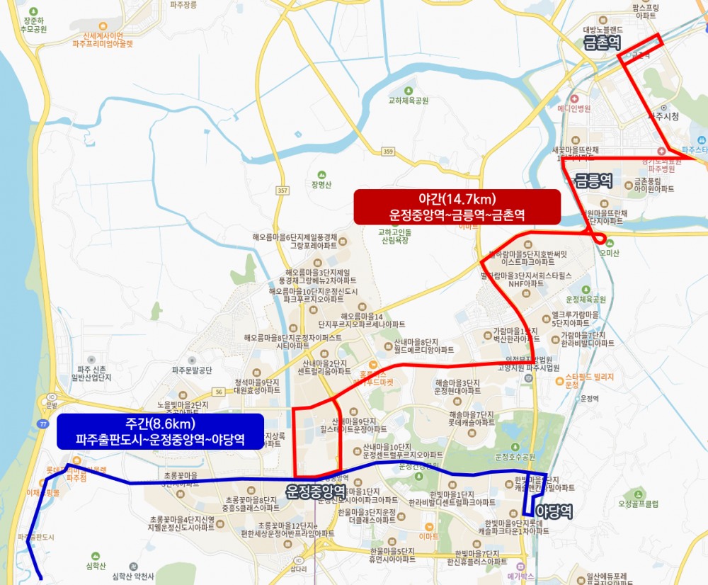 자율주행자동차 시범운행지구 위치도(파주시 제공)