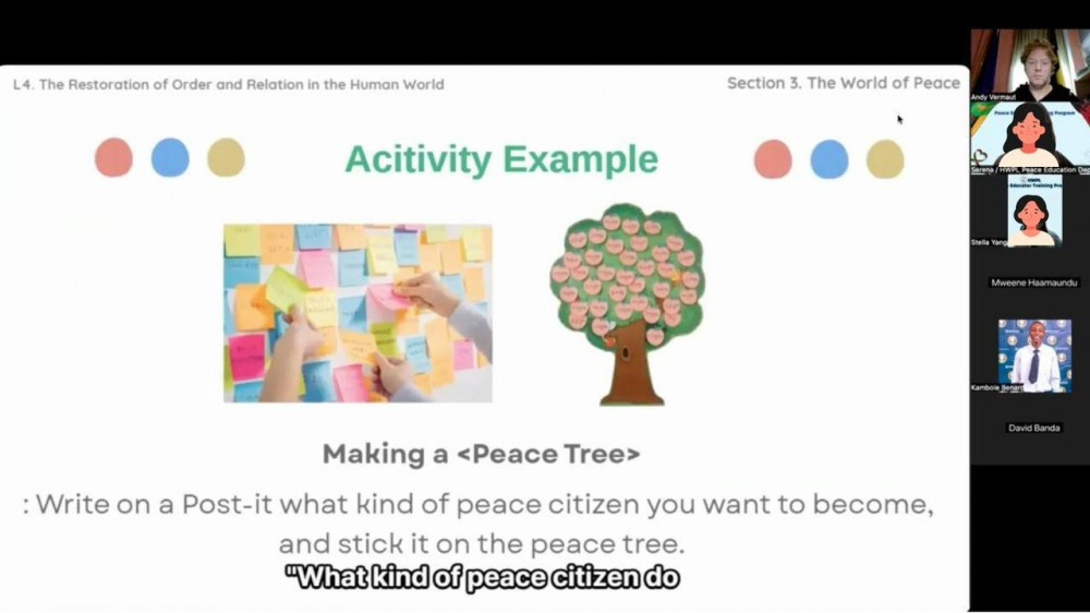 HWPL이 지난 13일 진행한 ‘2025 HWPL X LCC 평화양성교육(PET)’에서 수강생들이 교육을 듣고 있다. (사진 제공 = HWPL)