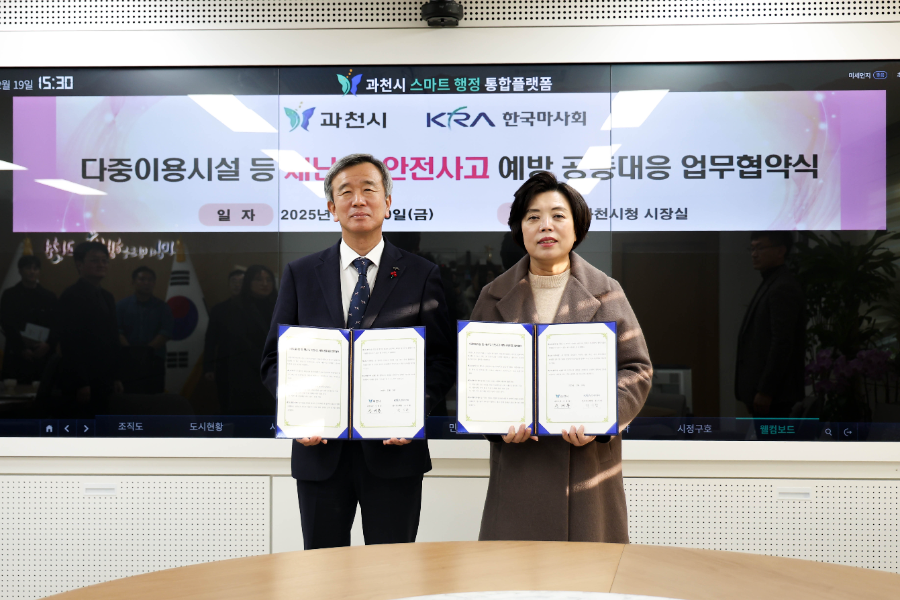 업무협약식 사진_(좌)정기환 마사회장 (우)신계용 과천시장