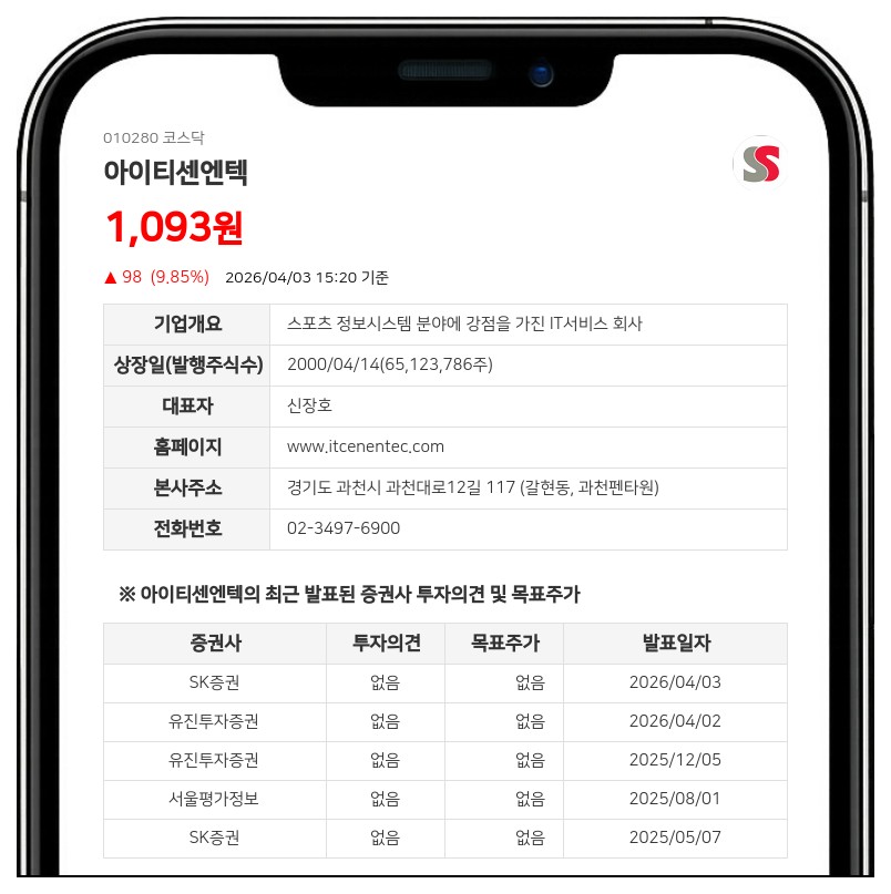 아이티센엔텍 보통주 4월 8일 거래 중단... 주식병합에 따른 신주권 상장 대기